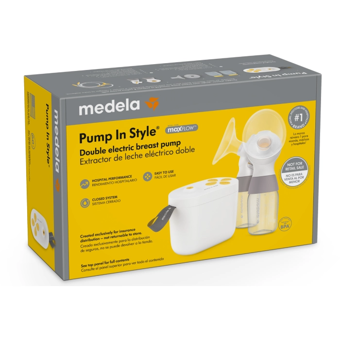  Medela - Extractor de leche Pump in Style, con tecnología  MaxFlow, eléctrico, de sistema cerrado, portátil : Bebés
