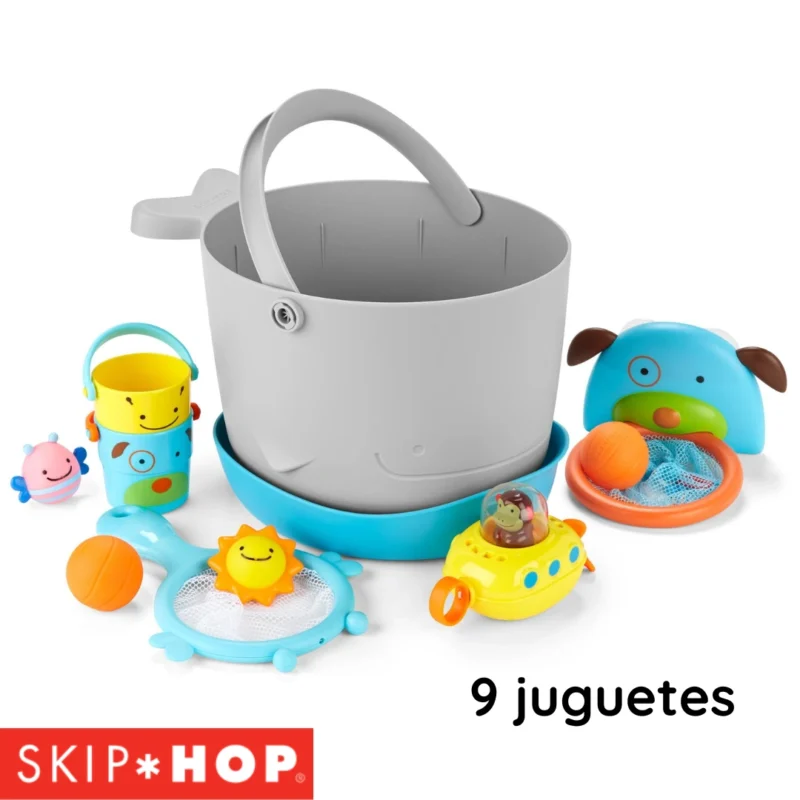 Cubo con 9 juguetes para el baño Skip Hop