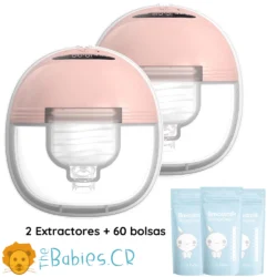 Extractor eléctrico doble inalámbrico manos libres + 60 bolsas para almacenar leche