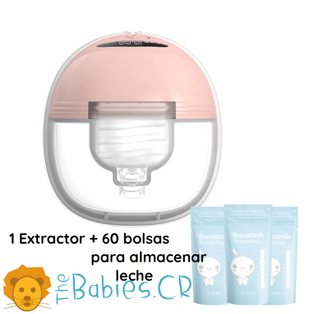 Extractor eléctrico inalámbrico manos libres + 60 bolsas para almacenar leche